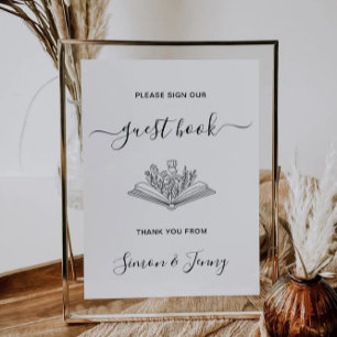 Minimalist Guest Book Wedding Sign Template, Invitation