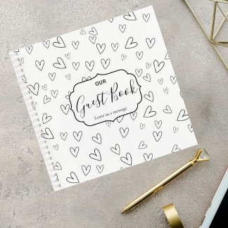 Minimalist Guest Book with Hand-Drawn Hearts