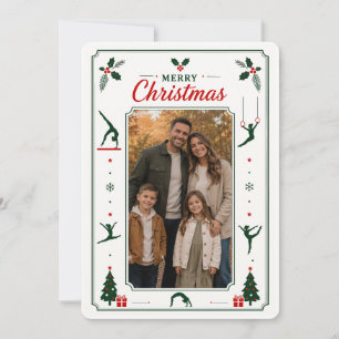 Minimalist Gymnastics Christmas Family Photo Card