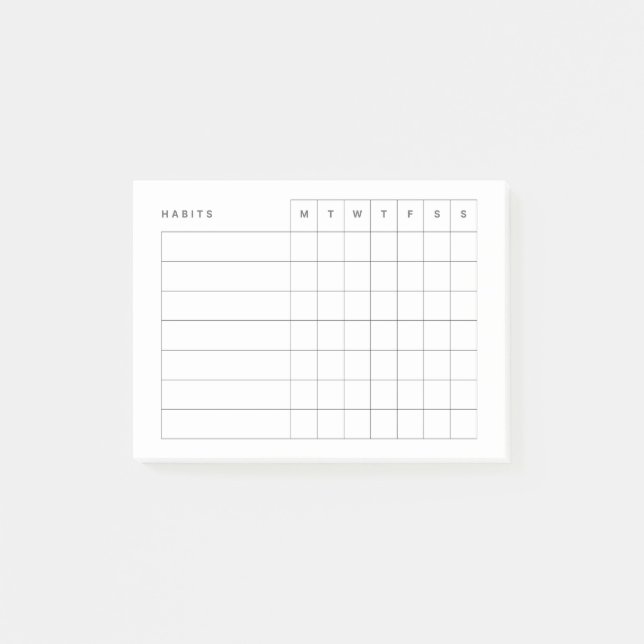 Minimalist Habits Tracker Post-it Notes (Front)