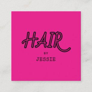Minimalist Hair Stylist Pink Square Business Card