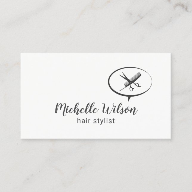 Minimalist Hair Stylist Typography Beauty Salon Business Card (Front)