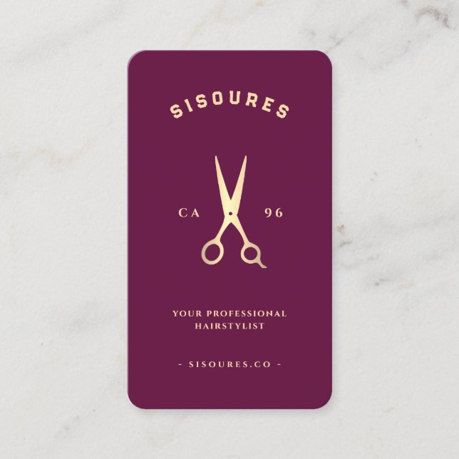 Minimalist Hairstylist Barbershop Scissors Business Card (Front)
