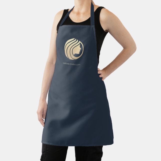 Minimalist Hairstylist Beauty Salon Navy Gold Apron (Insitu)
