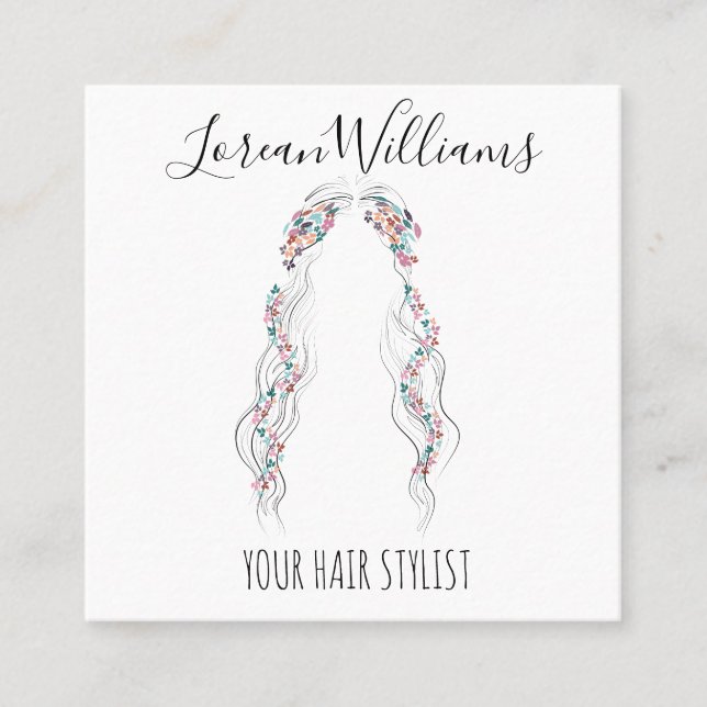 Minimalist Hairstylist Bride Wavy Hair Chic Floral Appointment Card (Front)