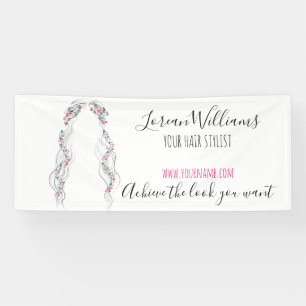Minimalist Hairstylist Bride Wavy Hair Chic Floral Banner