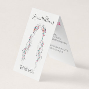 Minimalist Hairstylist Bride Wavy Hair Chic Floral Business Card