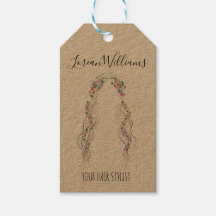 Minimalist Hairstylist Bride Wavy Hair Chic Floral Gift Tags