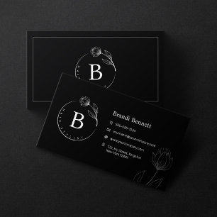 Minimalist Hairstylist Hand Drawn Floral Botanical Business Card
