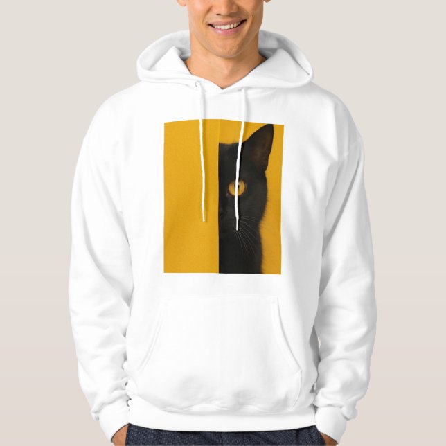 Minimalist Half-Cat Art Hoodie (Front)