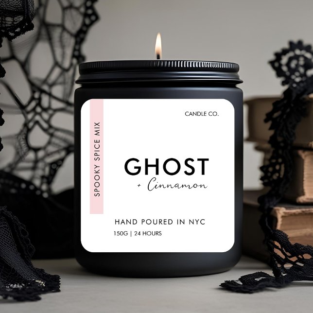 Minimalist Halloween Candle | Ghost + Cinnamon Square Sticker (Creator Uploaded)