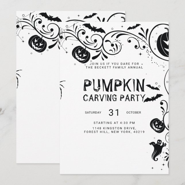 Minimalist halloween holiday invitation (Front/Back)