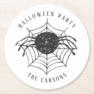 Minimalist Halloween Party Spider Web Decor Round Paper Coaster
