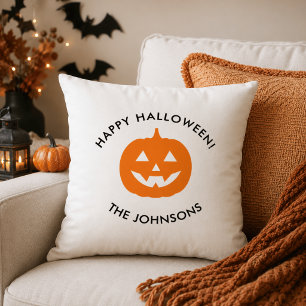 Minimalist Halloween Pumpkin – Personalised Family Cushion