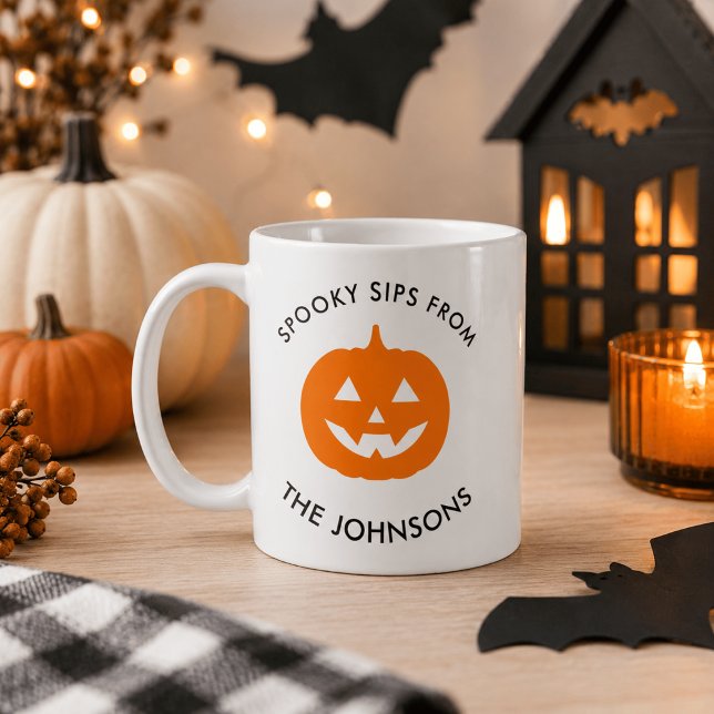 Minimalist Halloween Spooky Sips – Personalised Coffee Mug (Creator Uploaded)