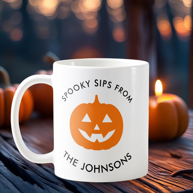 Minimalist Halloween Spooky Sips – Personalised Coffee Mug (Creator Uploaded)