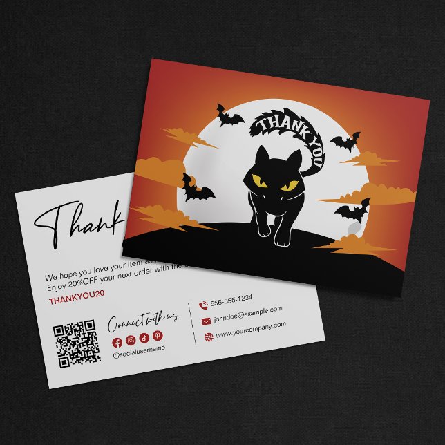 Minimalist Halloween Thank You with Black Cat (Creator Uploaded)