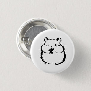 Minimalist Hamster Ink Brushstroke Illustration on 3 Cm Round Badge