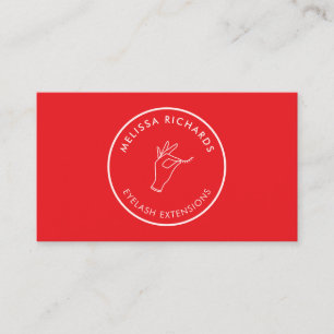 Minimalist Hand and Lashes Circle Logo Red/Pink Business Card
