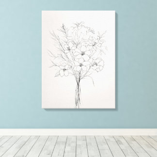 Minimalist Hand-Drawed Botanical Plant Faux Canvas Print