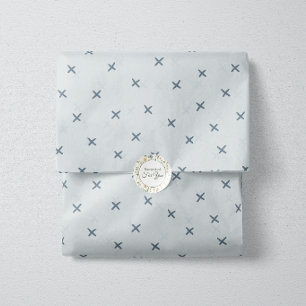 Minimalist Hand Drawn Cross Stitch - Navy Blue Tissue Paper