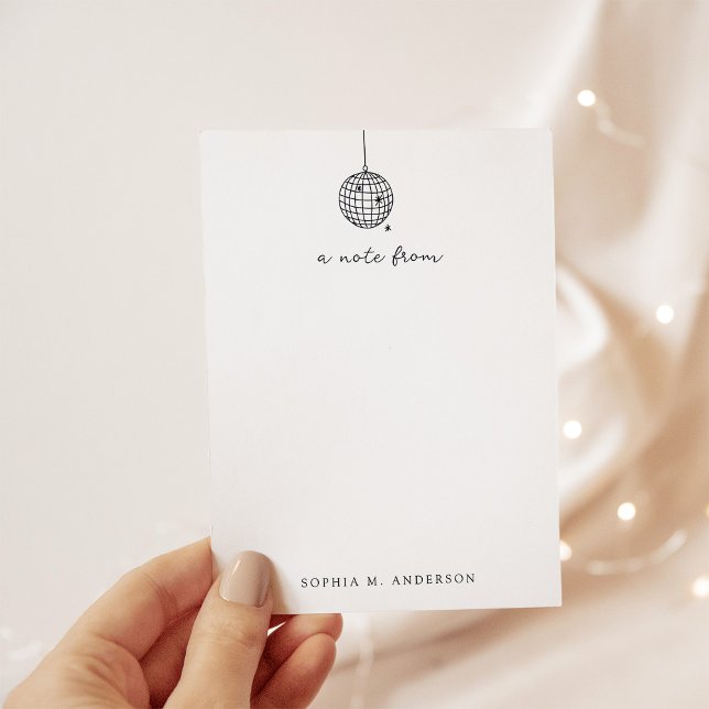 Minimalist Hand-Drawn Disco Ball | Monogram Card (Creator Uploaded)
