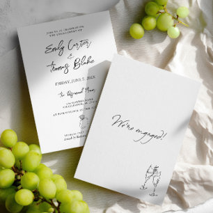 Minimalist Hand Drawn Engagement Party  Invitation