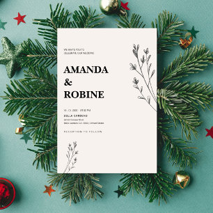 Minimalist Hand-Drawn Floral Wedding Invitation