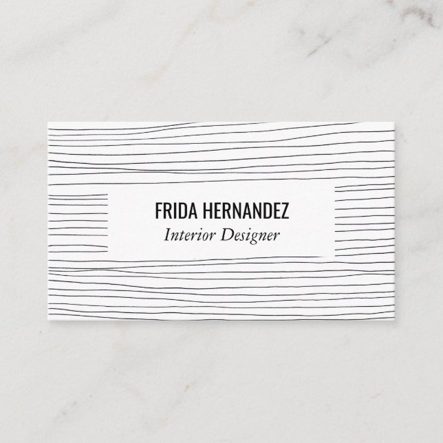 Minimalist Hand Drawn Lines Stripes Chic Elegant Business Card (Front)