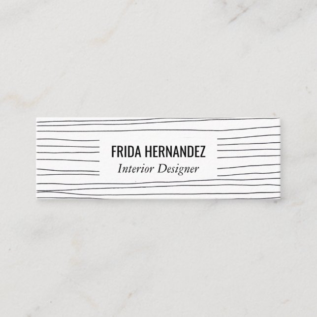 Minimalist Hand Drawn Lines Stripes Chic Elegant Mini Business Card (Front)