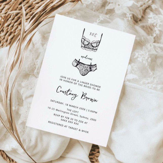 Minimalist hand drawn lingerie shower invitation (Creator Uploaded)