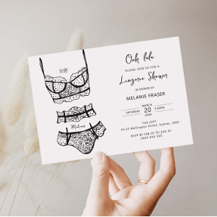 Minimalist hand drawn lingerie shower invitation