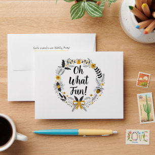 Minimalist hand-drawn Oh What Fun Christmast Party Envelope