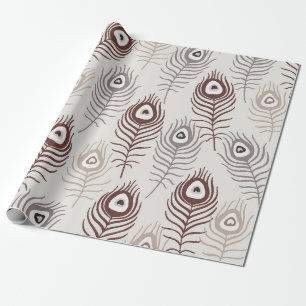 Minimalist Hand-Drawn Peacock Feather Wrapping Paper