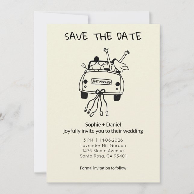 Minimalist Hand-Drawn  Save The Date (Front)