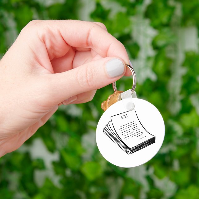 Minimalist Hand-Drawn Stack of Paper Key Ring (Creator Uploaded)