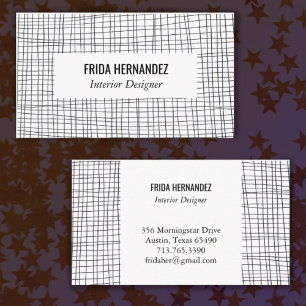 Minimalist hand drawn stripes grid lines business card