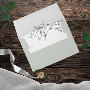 Minimalist Hand-drawn Vines Sage Green Grey Envelope