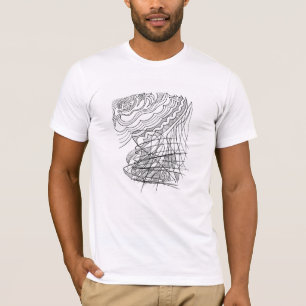 minimalist hand drawn wavy line abstract pattern T-Shirt