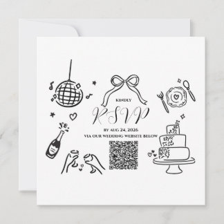 Minimalist Hand Drawn Wedding Party RSVP Card