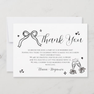 Minimalist Hand Drawn Wedding Party Thank You Card
