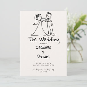 Minimalist Hand Drawn Wedding Sketch Invitation