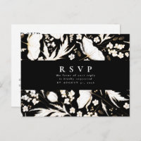Minimalist Hand-drawn Wildflowers Wedding RSVP