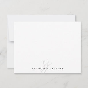 Minimalist Hand Lettered Script Initials Monogram Card