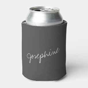 Minimalist Hand Lettering Name Black White Custom  Can Cooler