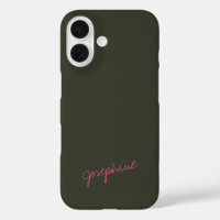 Minimalist Hand Lettering Name Green Pink Custom