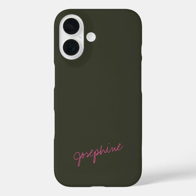Minimalist Hand Lettering Name Green Pink Custom Case-Mate iPhone Case (Back)