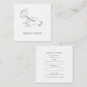 Minimalist Hand & Lotus Flower Referral Card