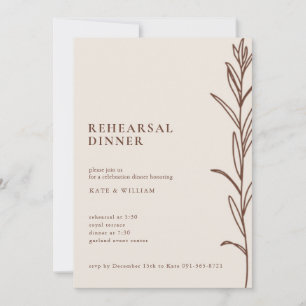 Minimalist Hand Made Floral Ivory Rehearsal Dinner Invitation