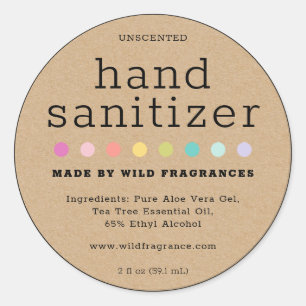 Minimalist Hand Sanitizer Soap Brand Faux Kraft Classic Round Sticker